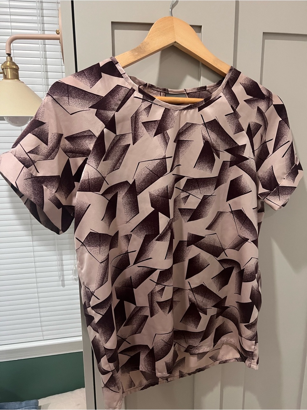 Vero Moda Blush Geometric Print Short Sleeve Top